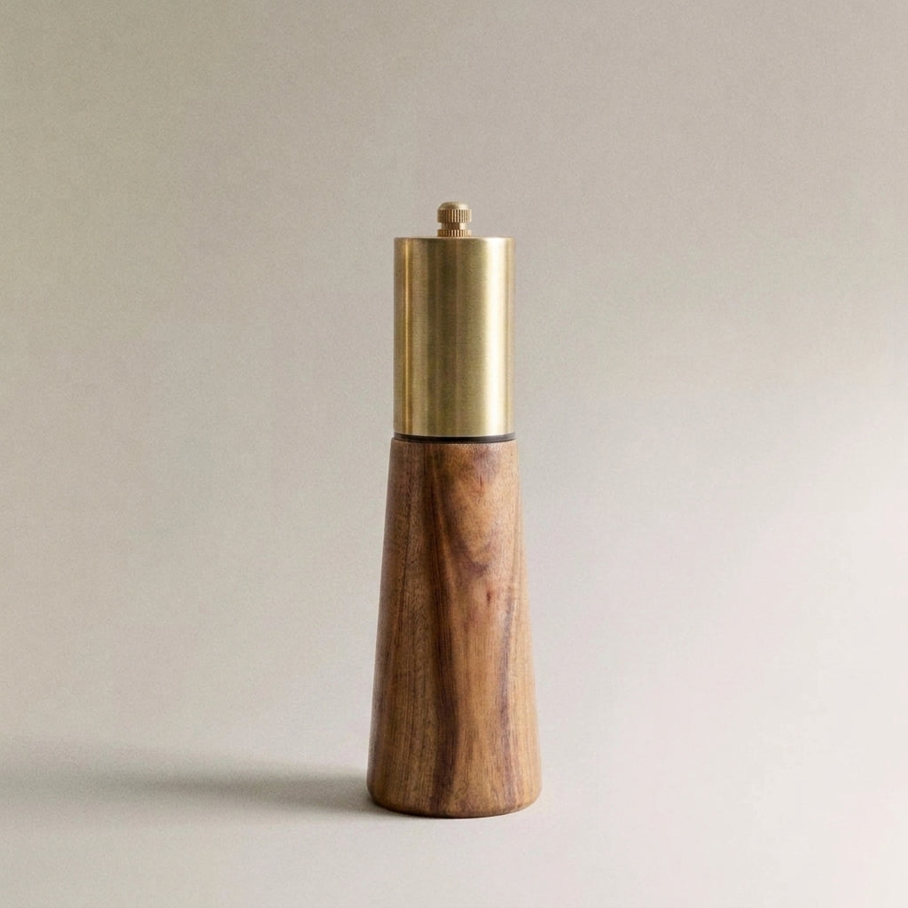 Acacia Wood Mill & Shaker Set | Brass Detail — image 5