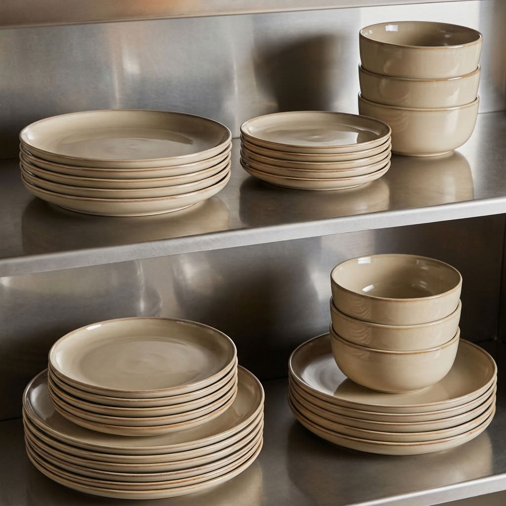 Oatmeal Stoneware Dinner Set | Reactive Glaze — image 2