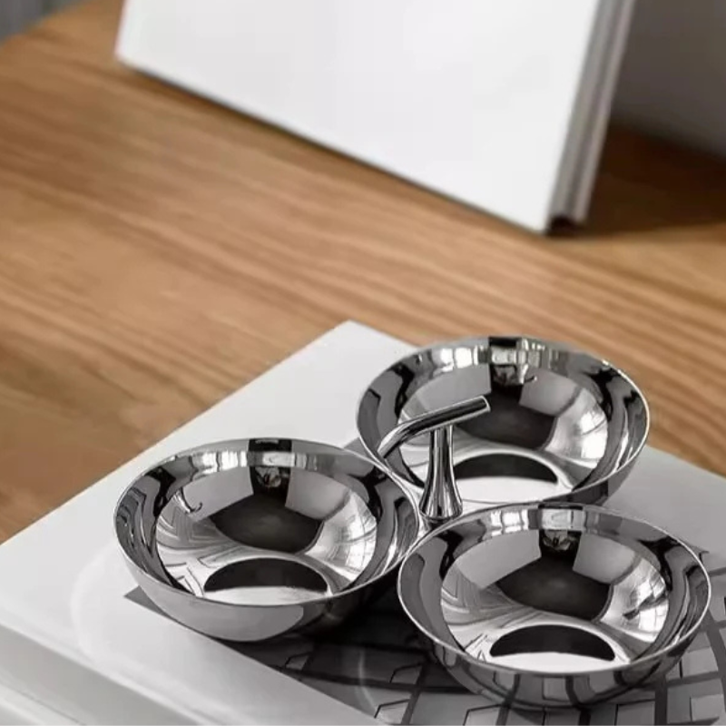 Stainless Steel 3-Section Snack Bowl – Appetiser Serving Dish — image 4