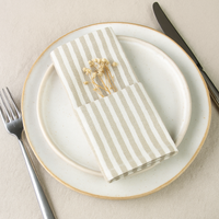 Linen-Cotton Napkins – Striped Artisan Dinner Cloths & Placemats - Set of 12 thumbnail 1