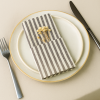 Linen-Cotton Napkins – Striped Artisan Dinner Cloths & Placemats - Set of 12 thumbnail 2