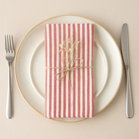 Linen-Cotton Napkins – Striped Artisan Dinner Cloths & Placemats - Set of 12 thumbnail 6