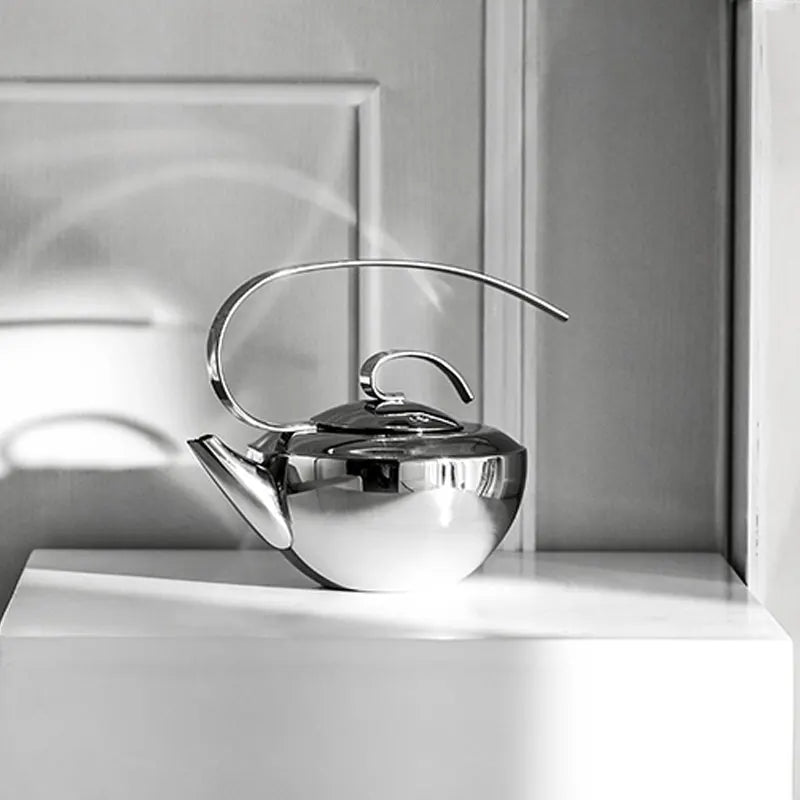 Stainless Steel Tea Set – Teapot, Cups & Tray - Petal Collection - View 3