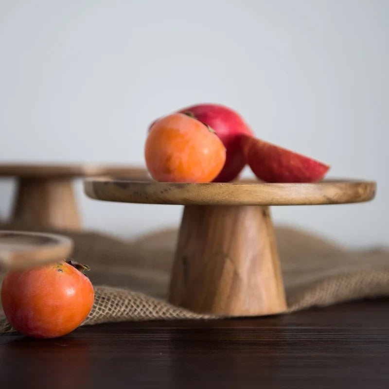 Wooden Cake Stand | Natural Wood Pedestal Serving Stand — image 3