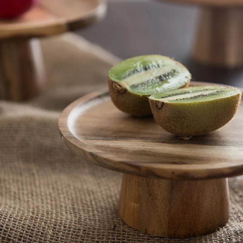 Wooden Cake Stand | Natural Wood Pedestal Serving Stand — image 4