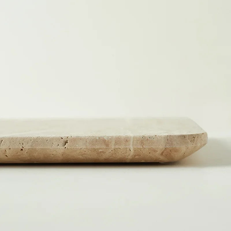 Natural Marble Tray – Beige Travertine Plate for Serving & Decor Organisation — image 4