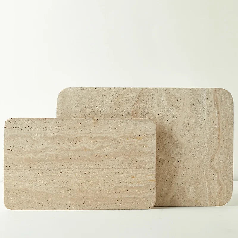Natural Marble Tray – Beige Travertine Plate for Serving & Decor Organisation - View 3