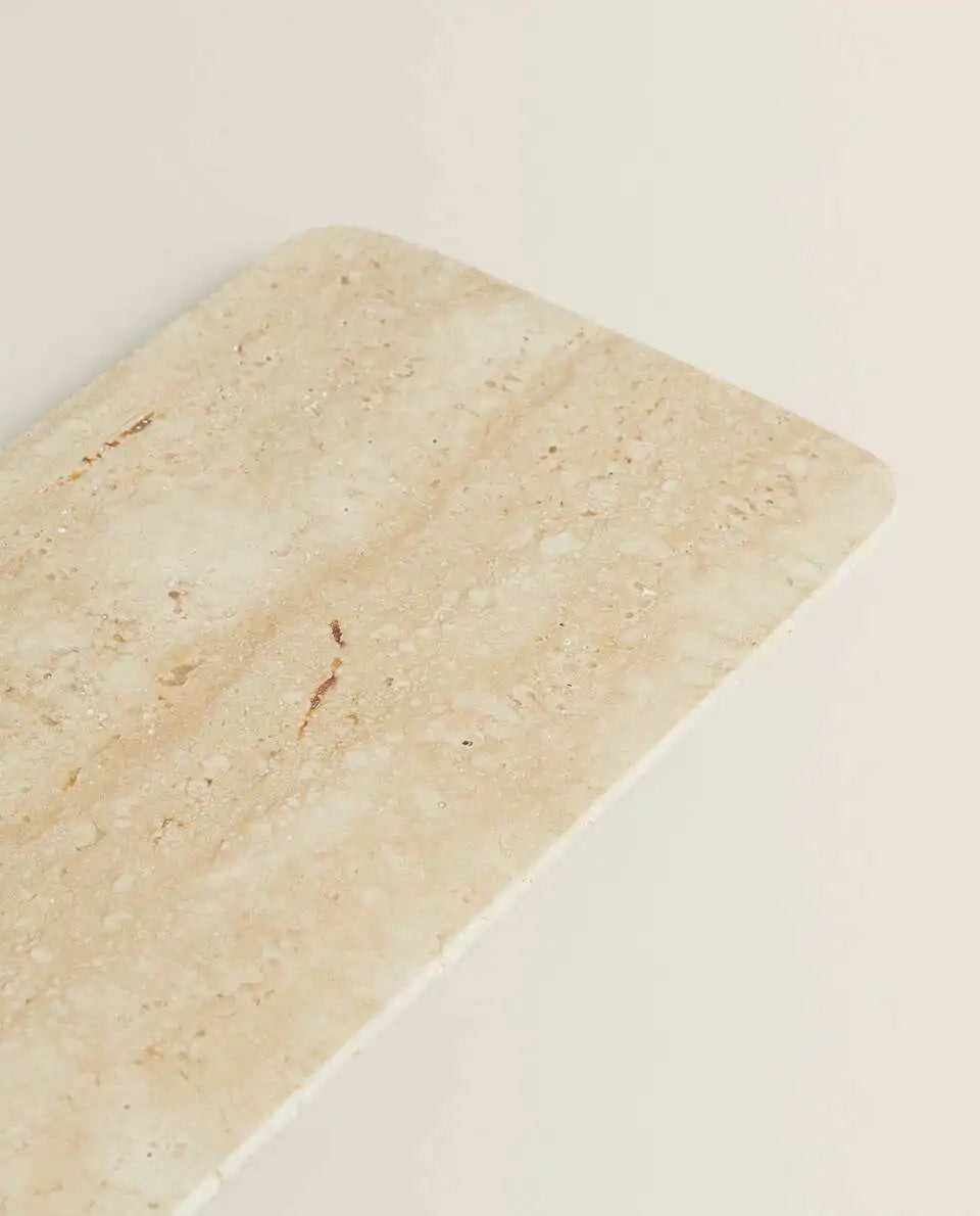 Natural Marble Tray – Beige Travertine Plate for Serving & Decor Organisation - View 5