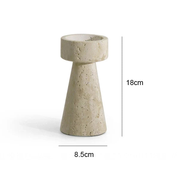 Minimalist Marble Candle Holder – Travertine Stone Taper Candlestick — image 5